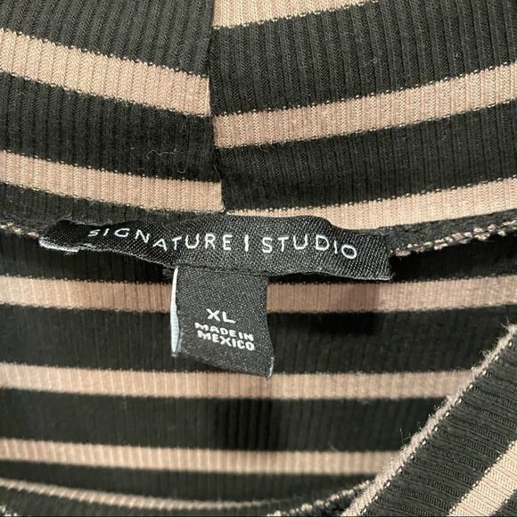 Signature studio black/tan striped sleeveless ribbed tunic top size XL - Picture 4 of 6